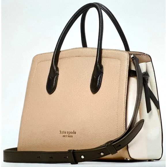 Kate Spade NY Knott Colorblock Leather Satchel - Kraft Paper Multi - Picture 1 of 9